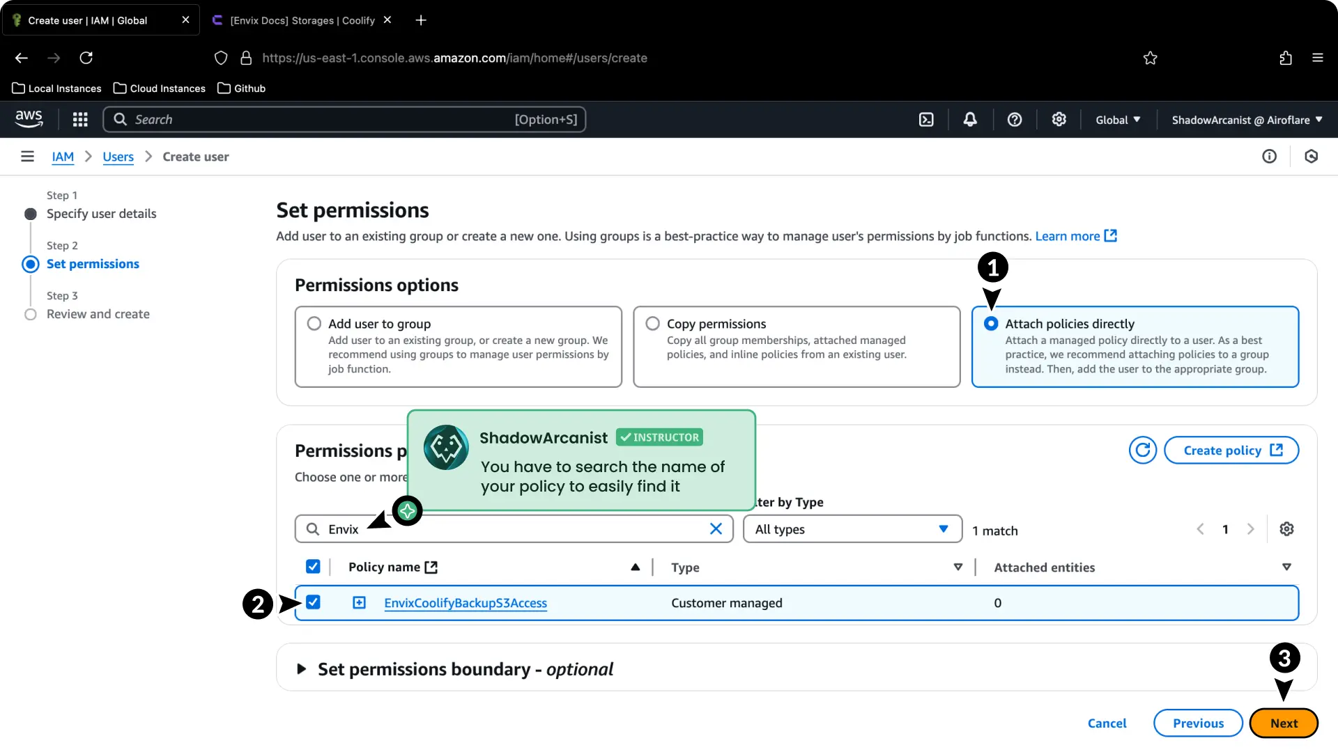 Coolify Aws S3 Backup Setup