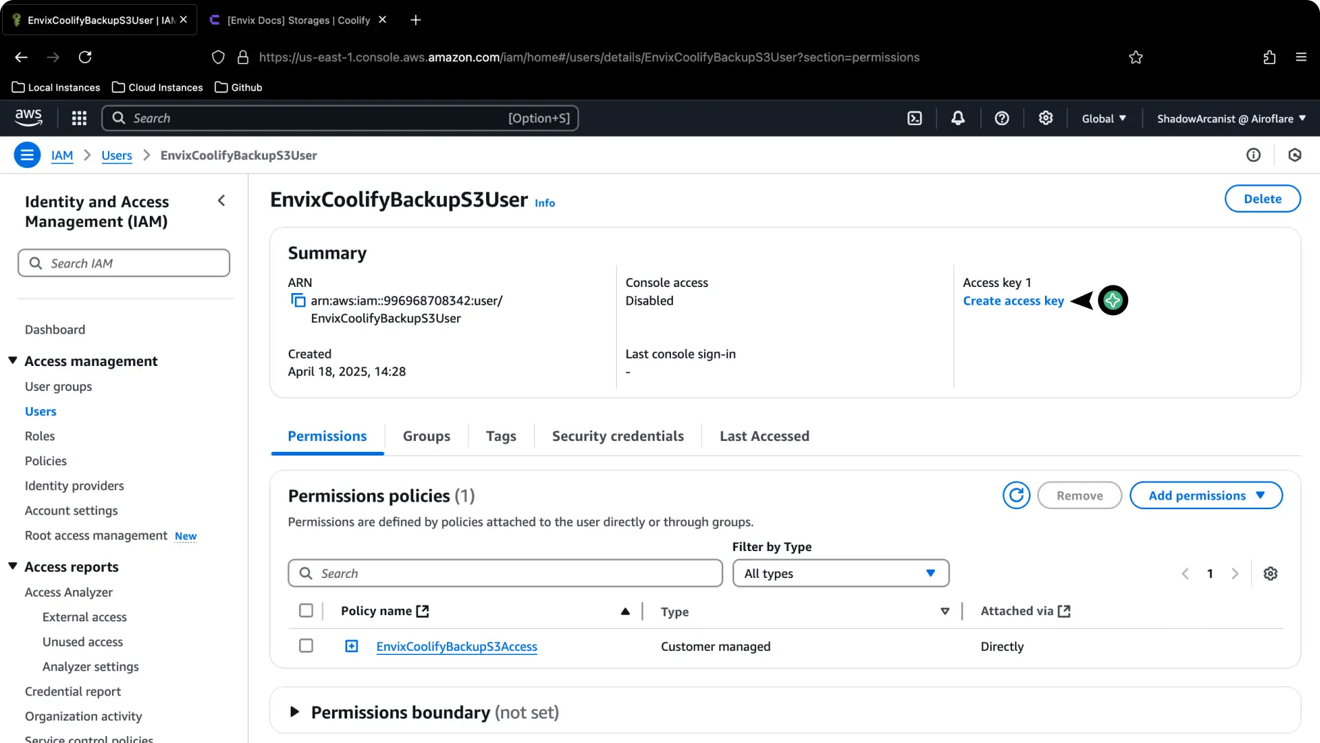 Coolify Aws S3 Backup Setup