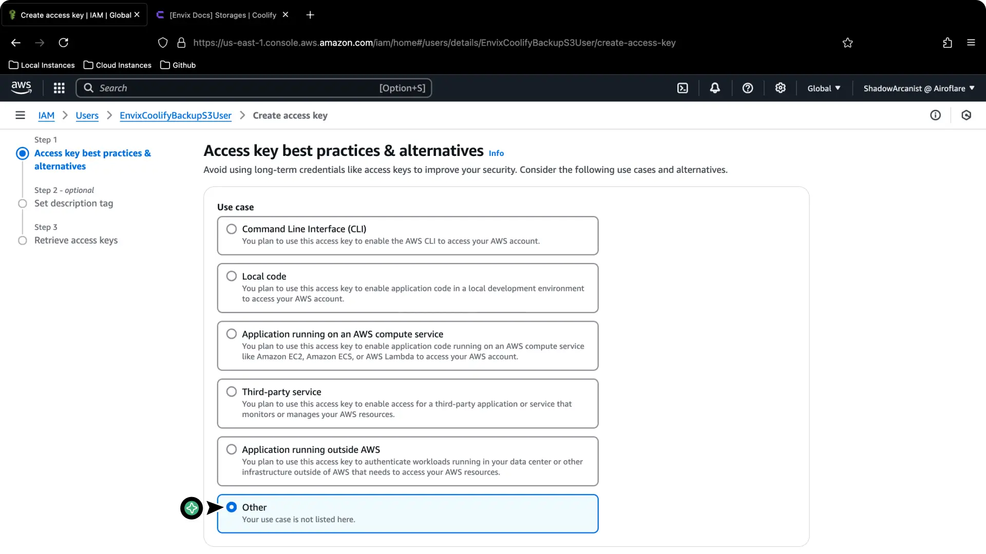 Coolify Aws S3 Backup Setup