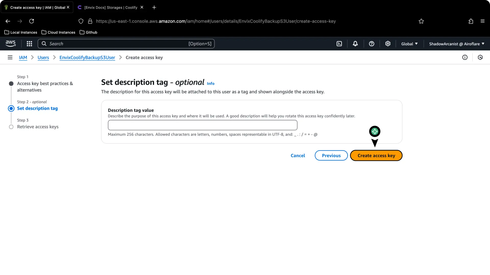 Coolify Aws S3 Backup Setup