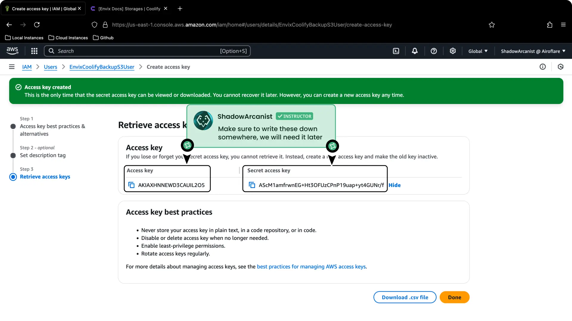 Coolify Aws S3 Backup Setup
