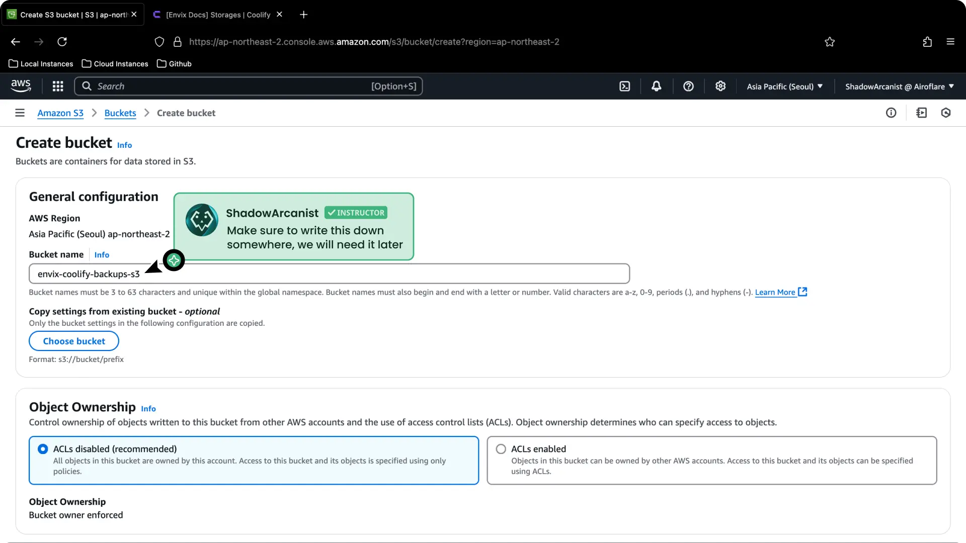 Coolify Aws S3 Backup Setup