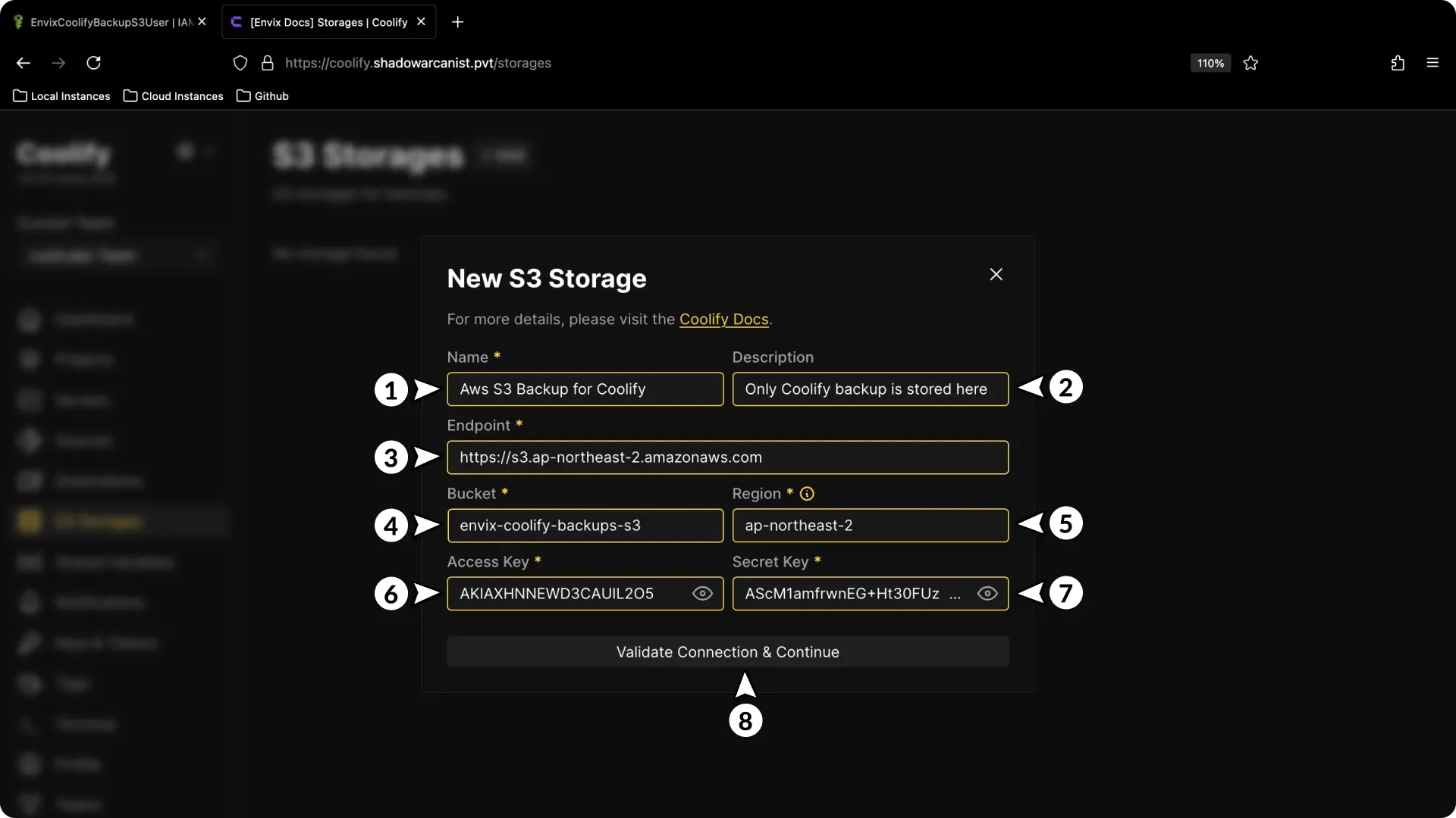 Coolify Aws S3 Backup Setup