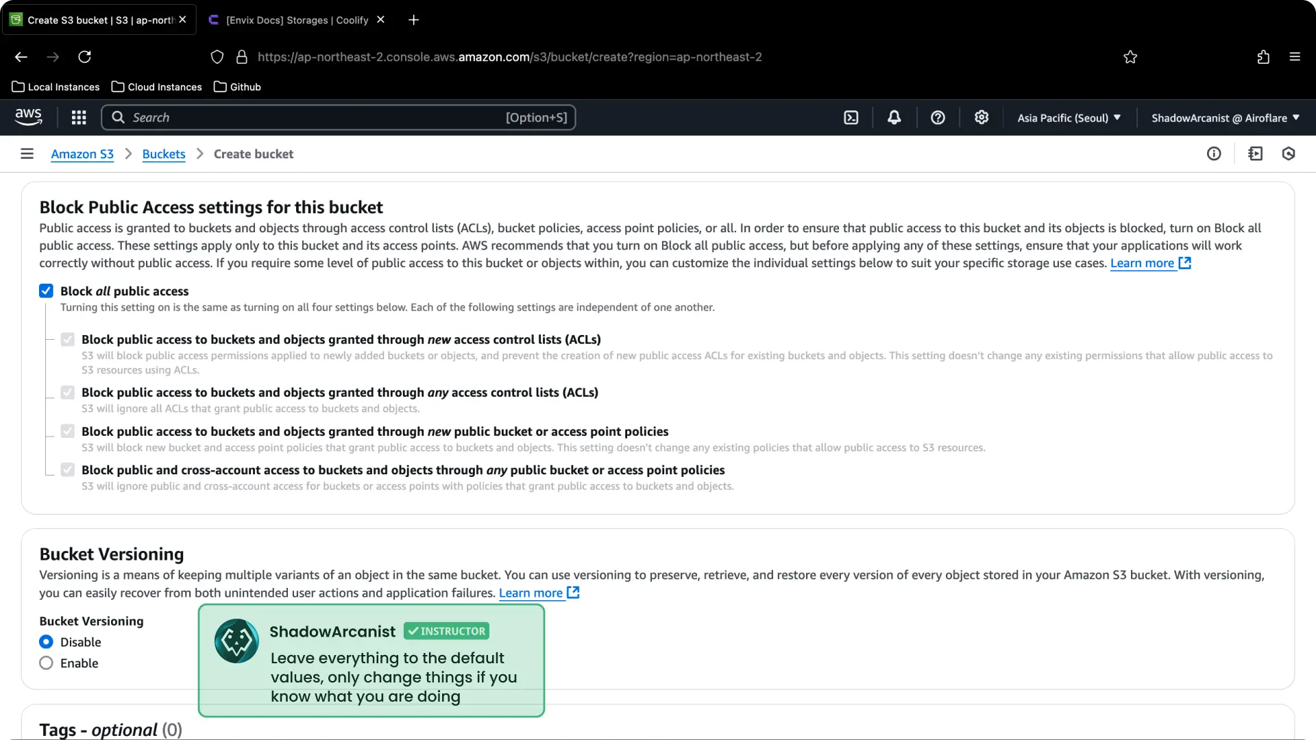 Coolify Aws S3 Backup Setup