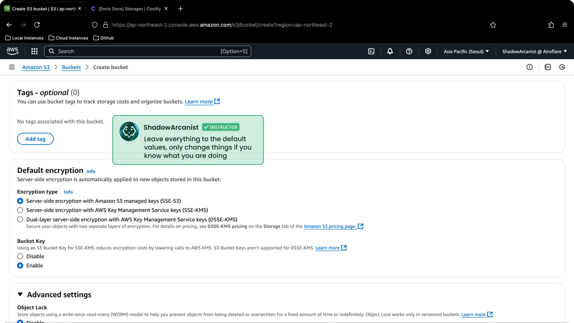 Coolify Aws S3 Backup Setup