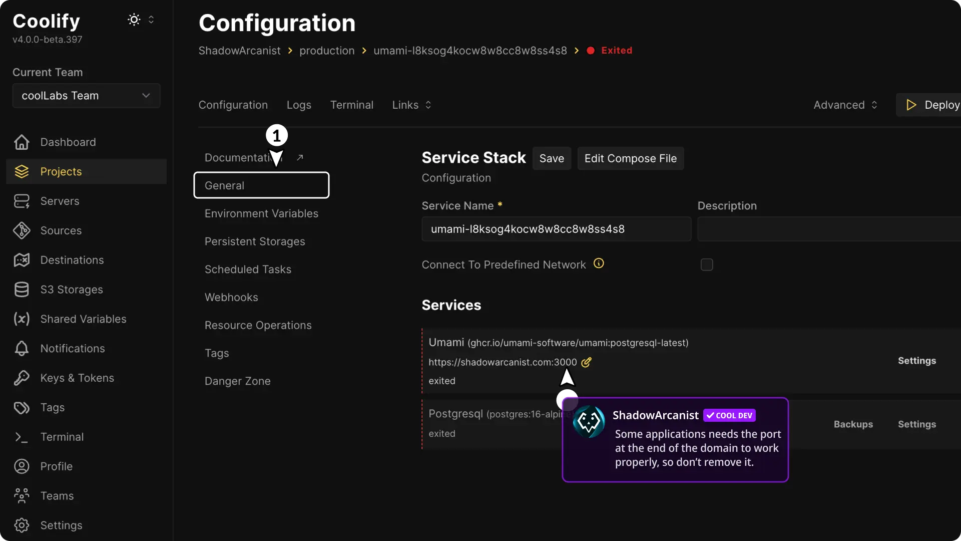 Coolify No Available Server Compose Application