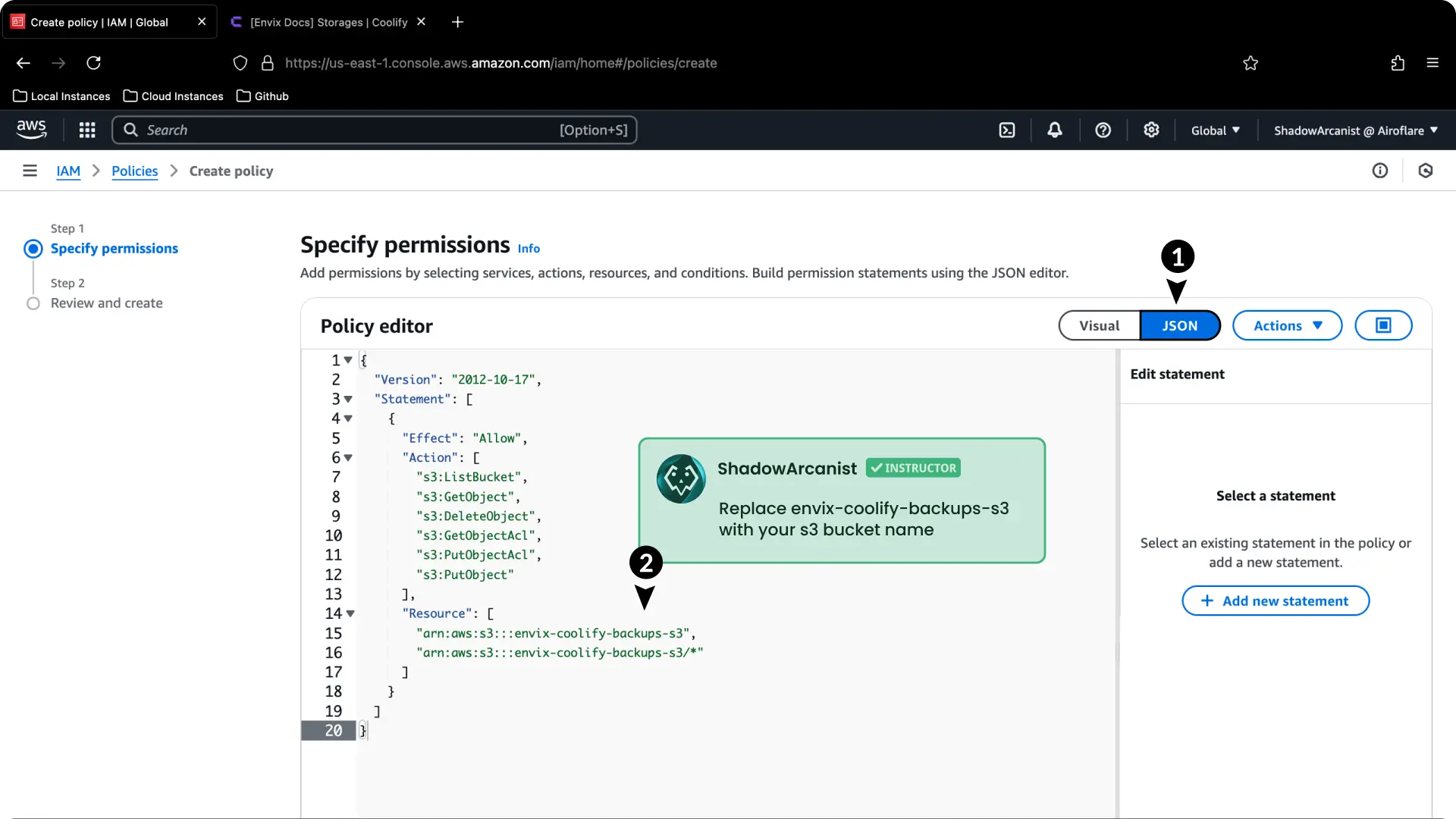 Coolify Aws S3 Backup Setup