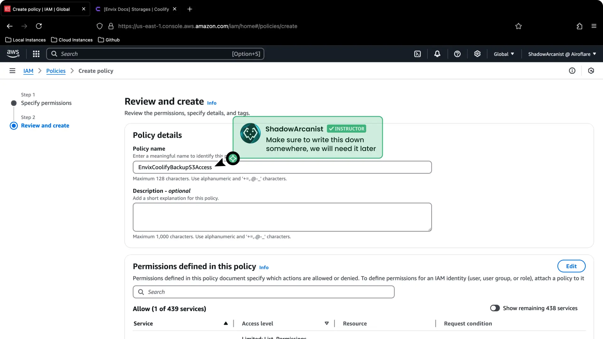 Coolify Aws S3 Backup Setup